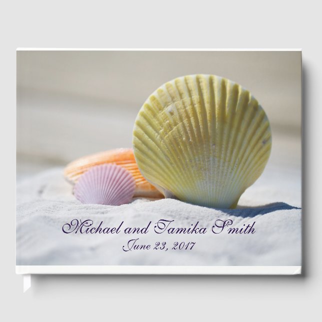 Personalised Seashells on the Beach Wedding Guest Book (Front)