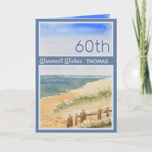 Personalised Seashore Beach 60th Birthday Card