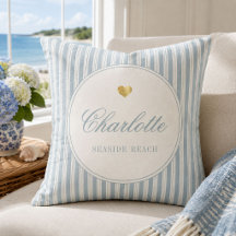 Personalised Seaside Beach Coastal Ticking Stripe
