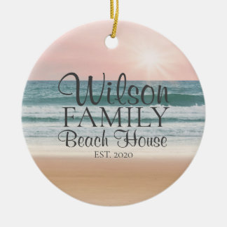 Personalised Seaside Beach House Ceramic Tree Decoration