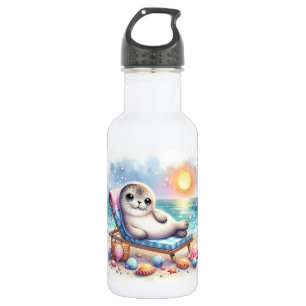 Personalised Seaside Serenity: A Seal's Vacation  532 Ml Water Bottle