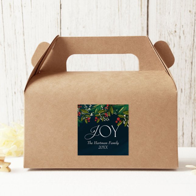 Personalised Season of Joy Family Christmas Square Sticker (Creator Uploaded)