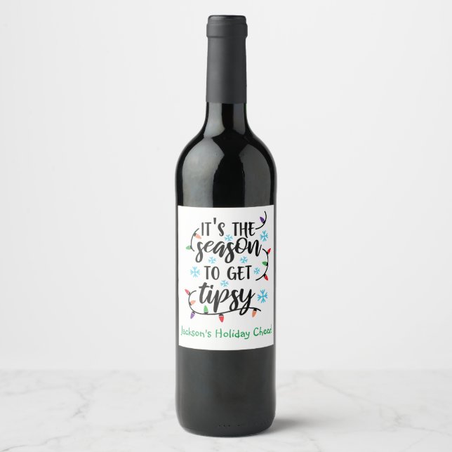 Personalised," Season to get Tipsy" Christmas Wine Label (Front)