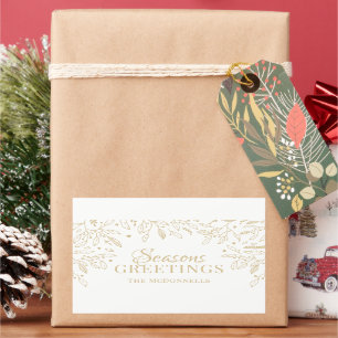 Personalised Seasons Greetings Gold Rectangular Sticker