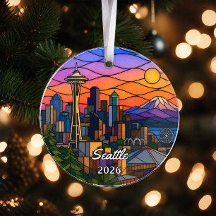 Personalised Seattle Acrylic Ornament, Custom Wash Ornament