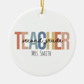 Personalised Second Grade Teacher Christmas Ceramic Tree Decoration