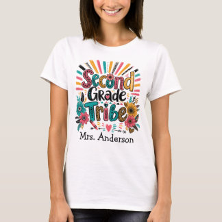 Personalised Second Grade Teacher Colourful Shirt