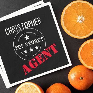 Personalised Secret Agent Kids Birthday Party Napkin