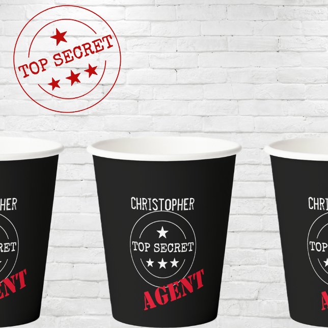 Personalised Secret Agent Kids Paper Cups (Creator Uploaded)