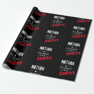 Personalised Secret Agent / Spy Top Secret Wrapping Paper