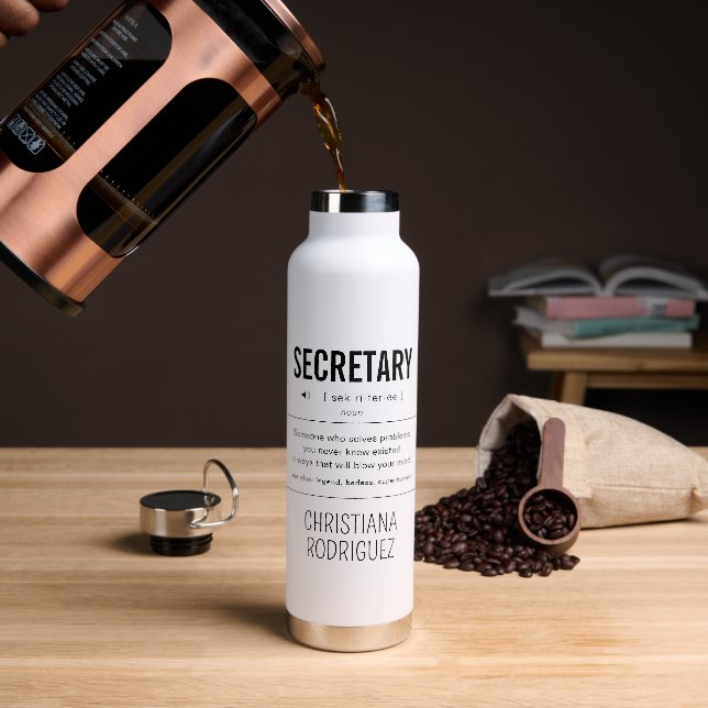 Personalised Secretary Funny Water Bottle (Coffee)