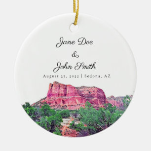 Personalised Sedona Arizona Wedding Ceramic Tree Decoration