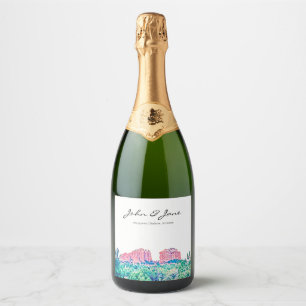 Personalised Sedona Arizona Wedding Sparkling Wine Label