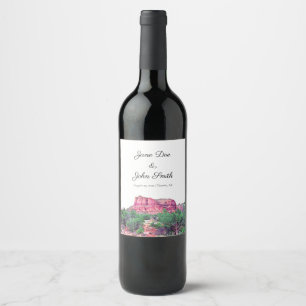 Personalised Sedona Arizona Wedding Wine Label
