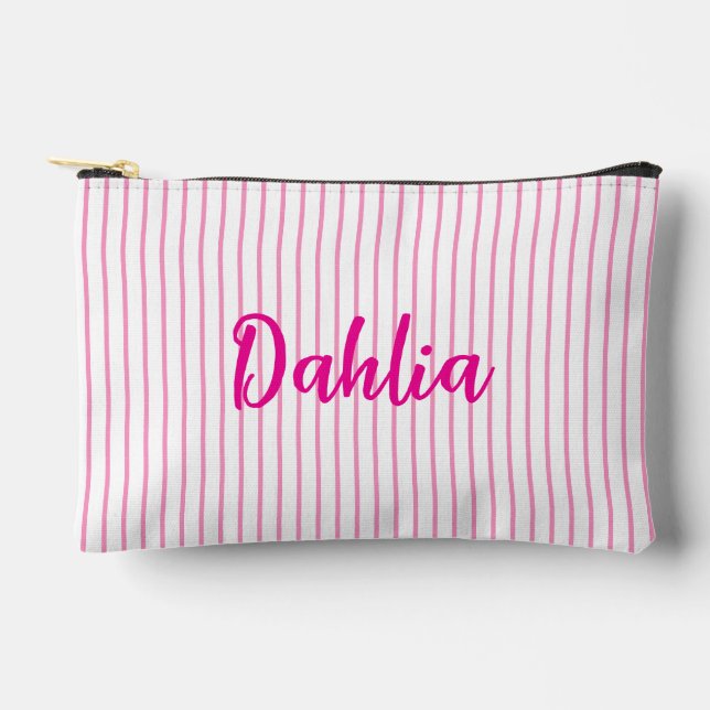 Personalised  Seersucker Makeup Bag,Bridesmaid Gif Accessory Pouch (Front)
