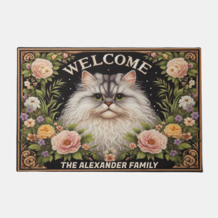 Personalised Selkirk Rex Cat, Floral Chic Welcome Doormat