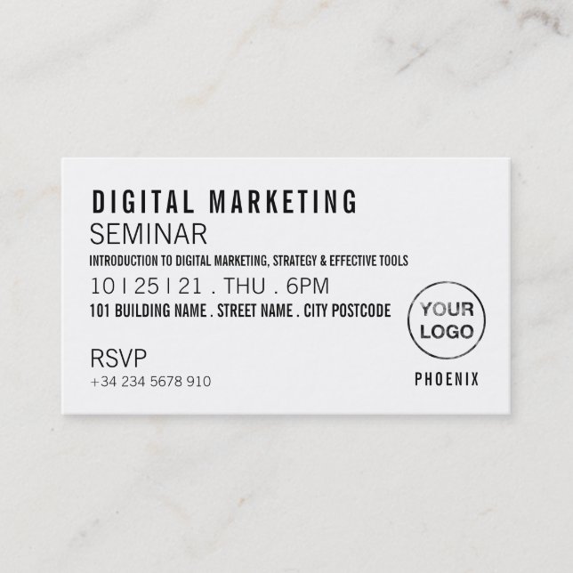 Personalised Seminar/Conference Ticket Invitation (Front)