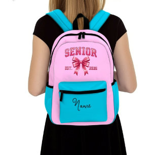 Personalised Senior 2026 with Pink Bow Printed Backpack