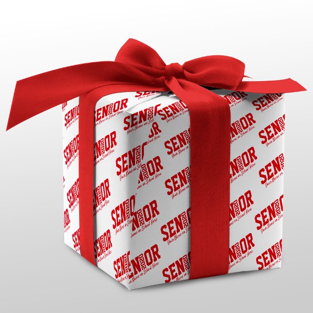 Personalised Senior Block Letter Class of 2020 Red Wrapping Paper (Creator Uploaded)