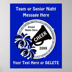 Personalised Senior Night Cheer Posters, Blue Poster