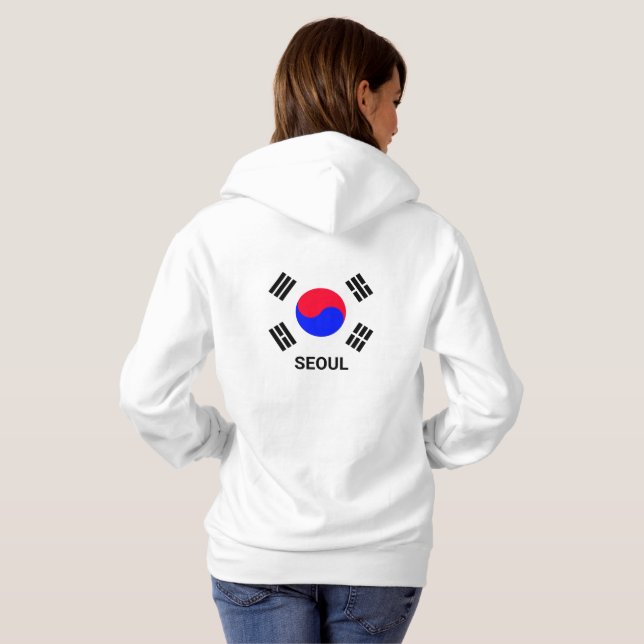 Personalised "Seoul " and  South Korean flag. Hoodie (Back Full)