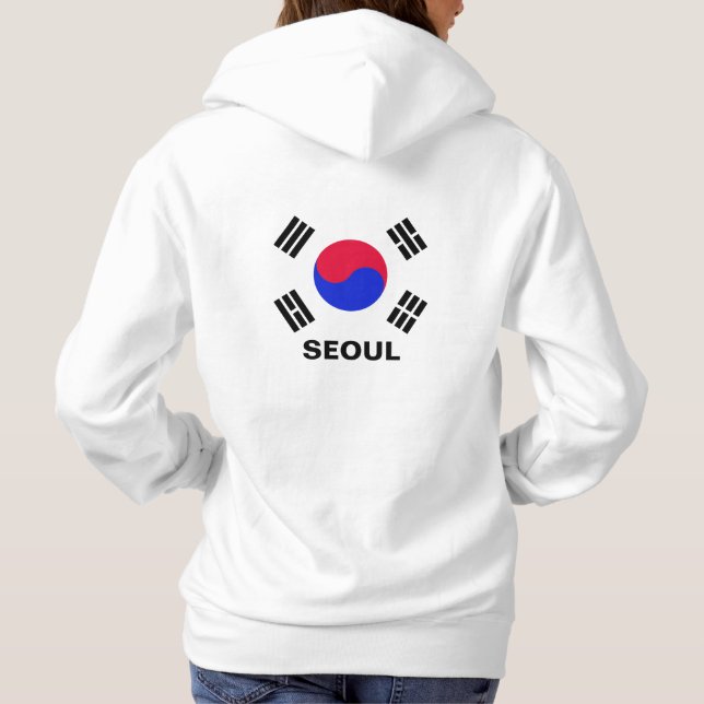 Personalised "Seoul " and  South Korean flag. Hoodie (Back)