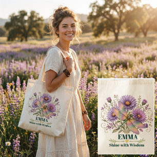 Personalised September Birth Flower Dragonfly Aste Tote Bag