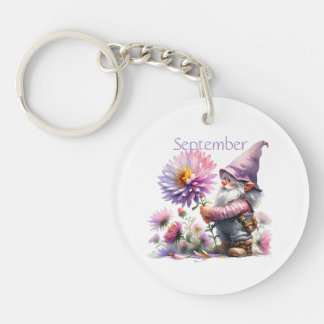 Personalised September Birth Month Garden Gnome Key Ring