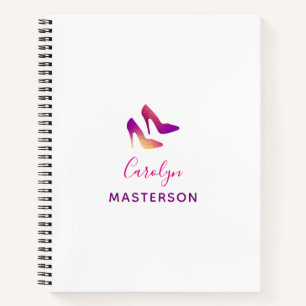 Personalised Sequin High Heel Fashionista Stylist Notebook