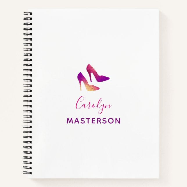 Personalised Sequin High Heel Fashionista Stylist Notebook (Front)
