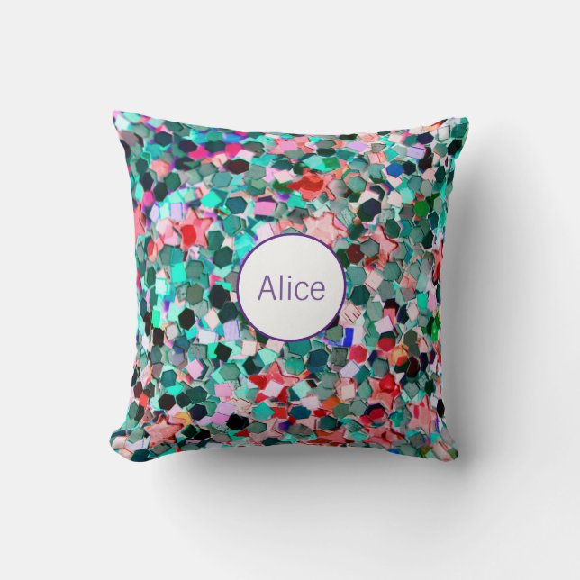 Personalised sequin pillow Custom Name Sequin (Front)