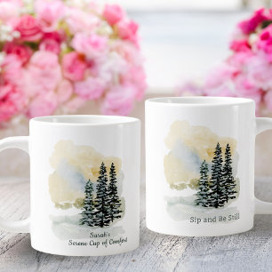Personalised Serene Sip & Be Still Mug   Watercolo