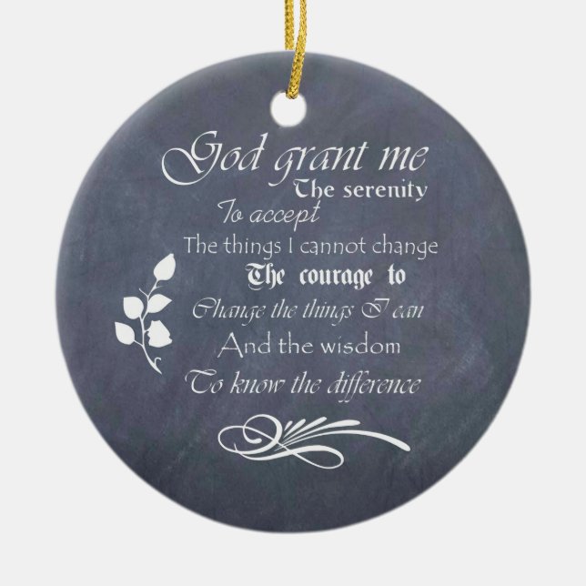 Personalised Serenity Prayer Chalkboard Gifts Ceramic Tree Decoration (Front)