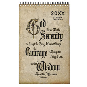 Personalised Serenity Prayer Recovery Gift Planner Calendar