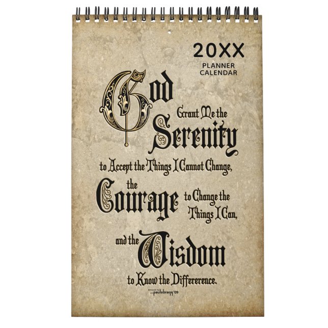 Personalised Serenity Prayer Recovery Gift Planner Calendar (Cover)