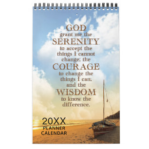Personalised Serenity Prayer Recovery Gift Planner Calendar