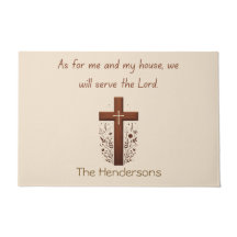 Personalised Serve the Lord and Cross Doormat