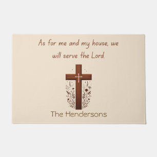 Personalised Serve the Lord and Cross Doormat