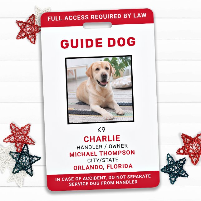 Personalised Service Dog Guide Dog Photo ID ID Badge (Creator Uploaded)
