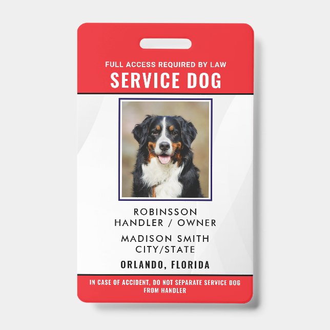Personalised Service Dog ID Badge (Front)