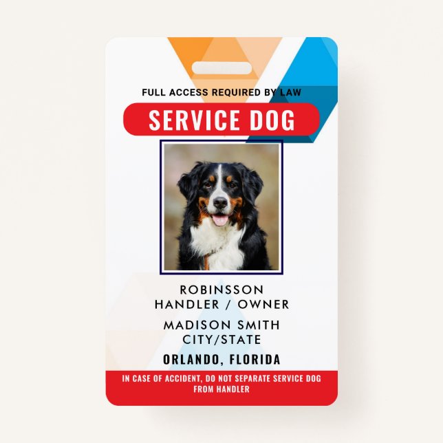 Personalised Service Dog ID Badge (Front)