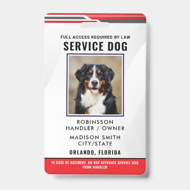Personalised Service Dog ID Badge (Front)