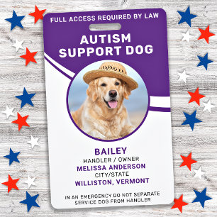 Personalised Service Dog ID Photo Autism Support ID Badge