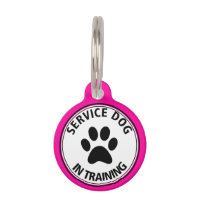 Personalised Service Dog In Training Pink Pet Tag
