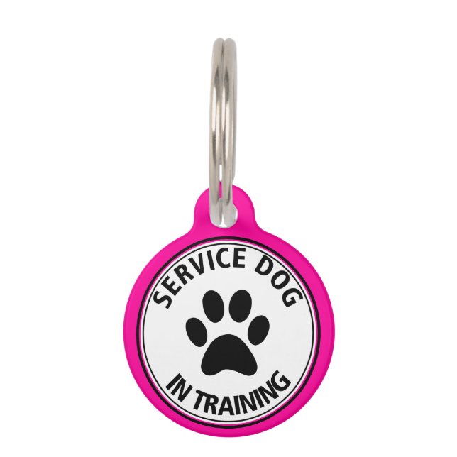 Personalised Service Dog In Training Pink Pet Tag (Front)