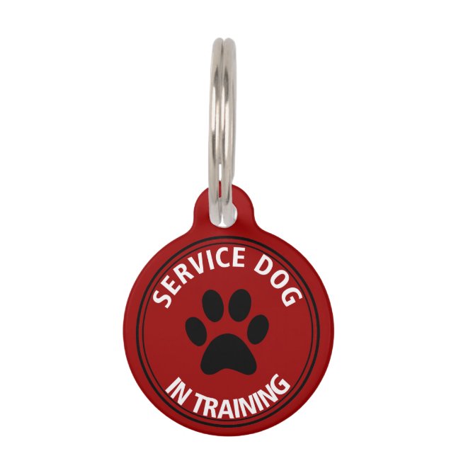 Personalised Service Dog In Training Red Pet Tag (Front)
