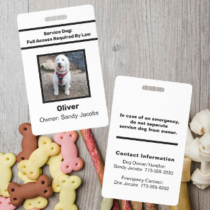Personalised Service Dog Photo ID Modern Simple  Badge