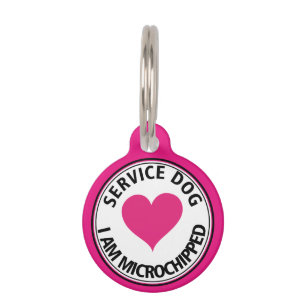 Personalised Service Dog Pink Heart Pet Tag