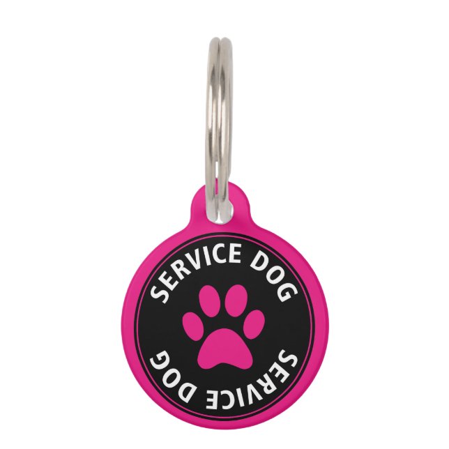 Personalised Service Dog Pink Pet Tag (Front)