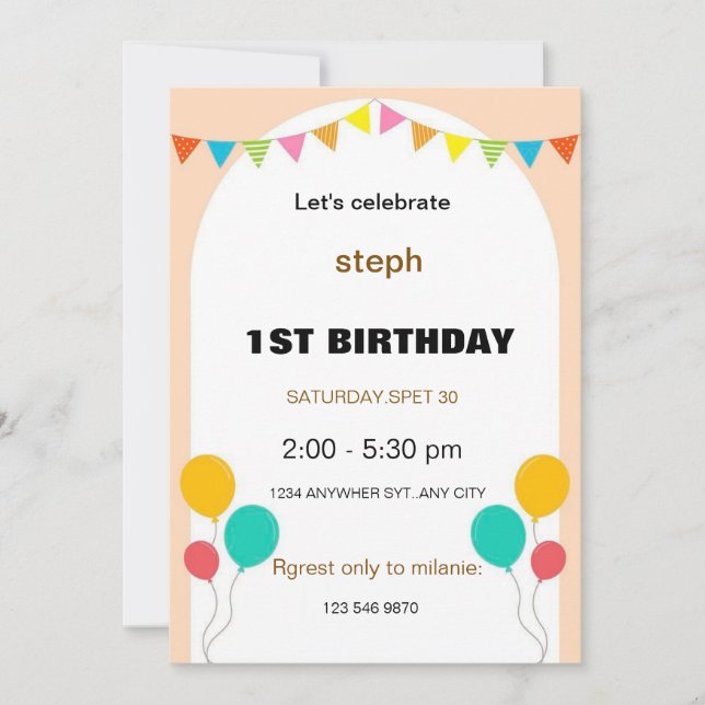 personalised sesame street birthday invite (Front)